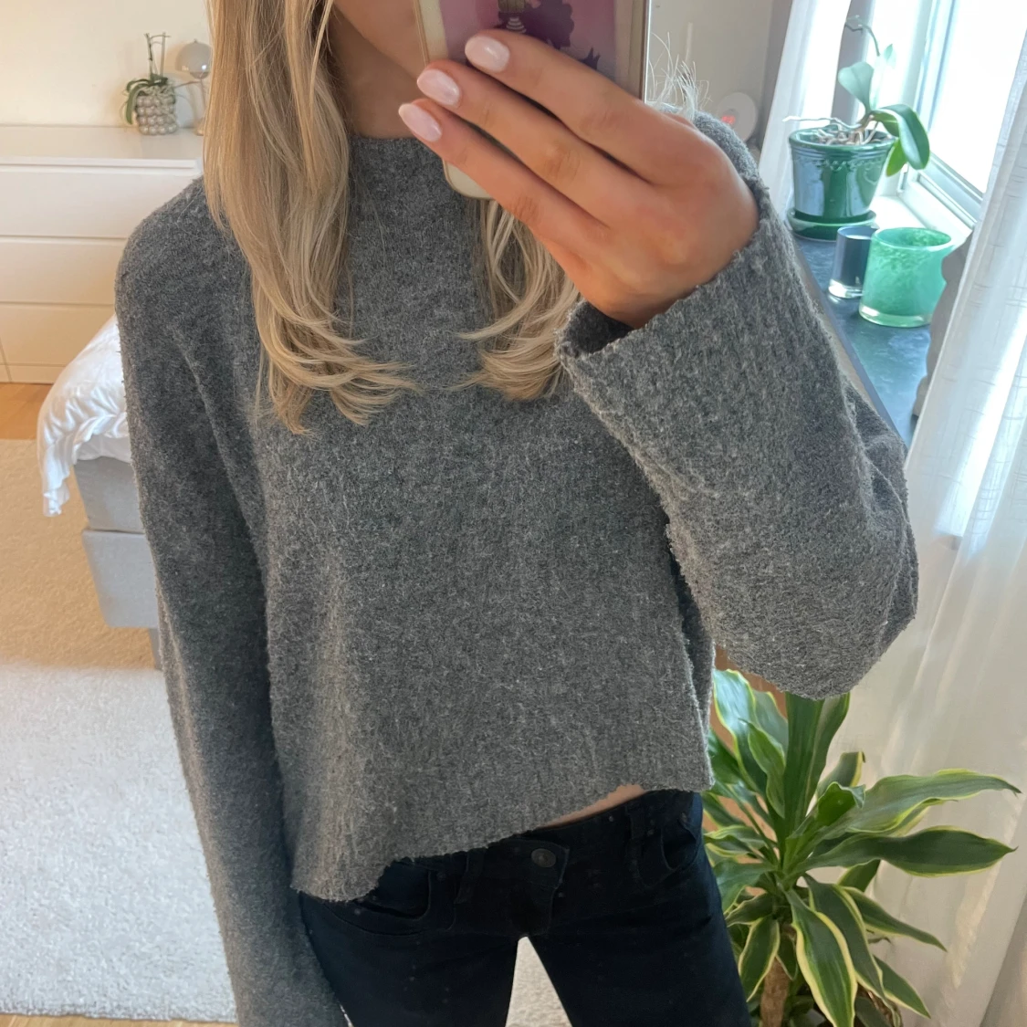 Grå stickad tröja 