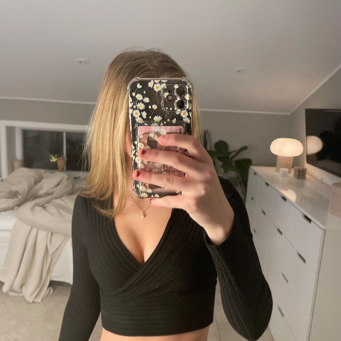 Svart långärmad tröja ribbad