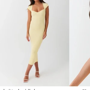 Gul klänning - Använd en gång. Väldigt strechtig så passar även s 💕