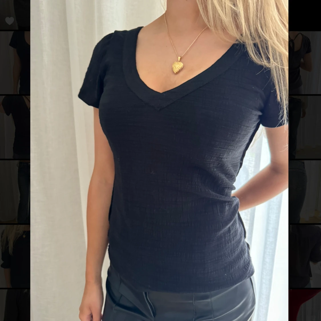 Svart v ringad tricot topp