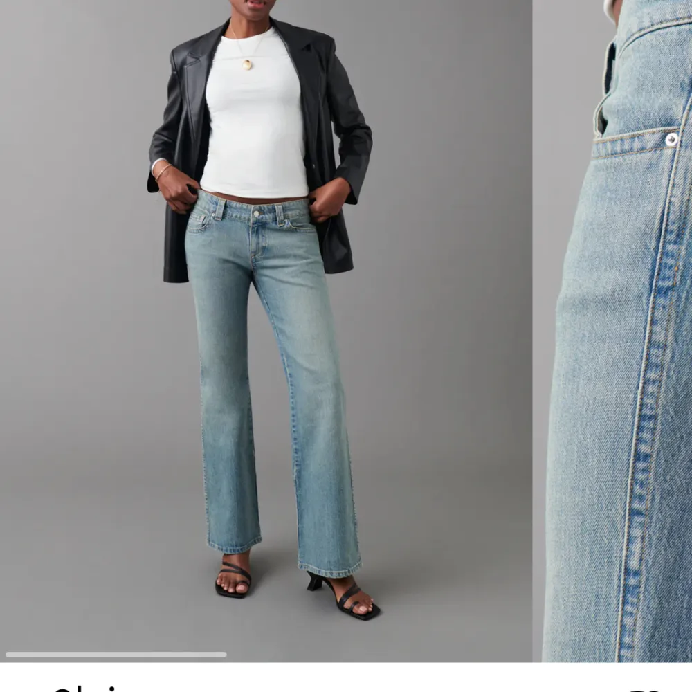 Knappt använda nya jeans från Gina tricot med fickor baktill, säljer då de är lite förstora för mig tyvärr då dom få gånger jag använt dom gått på dom så  är lite slitna vid hälen💕💕. Jeans & Byxor.