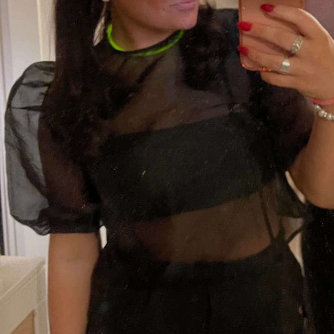 Organzatopp med puffärm - 90