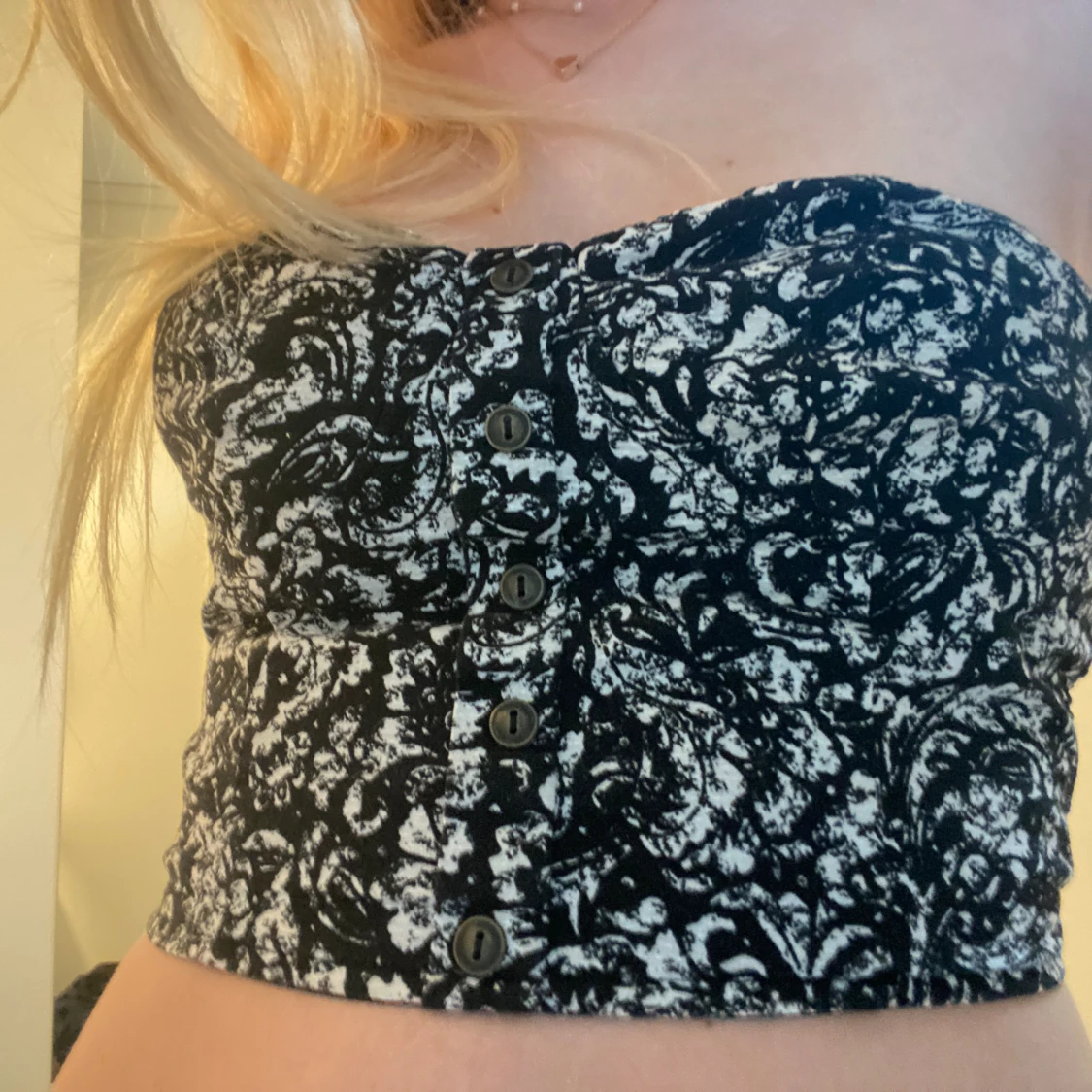 badaeu topp top mönstrad svart vit  - 93