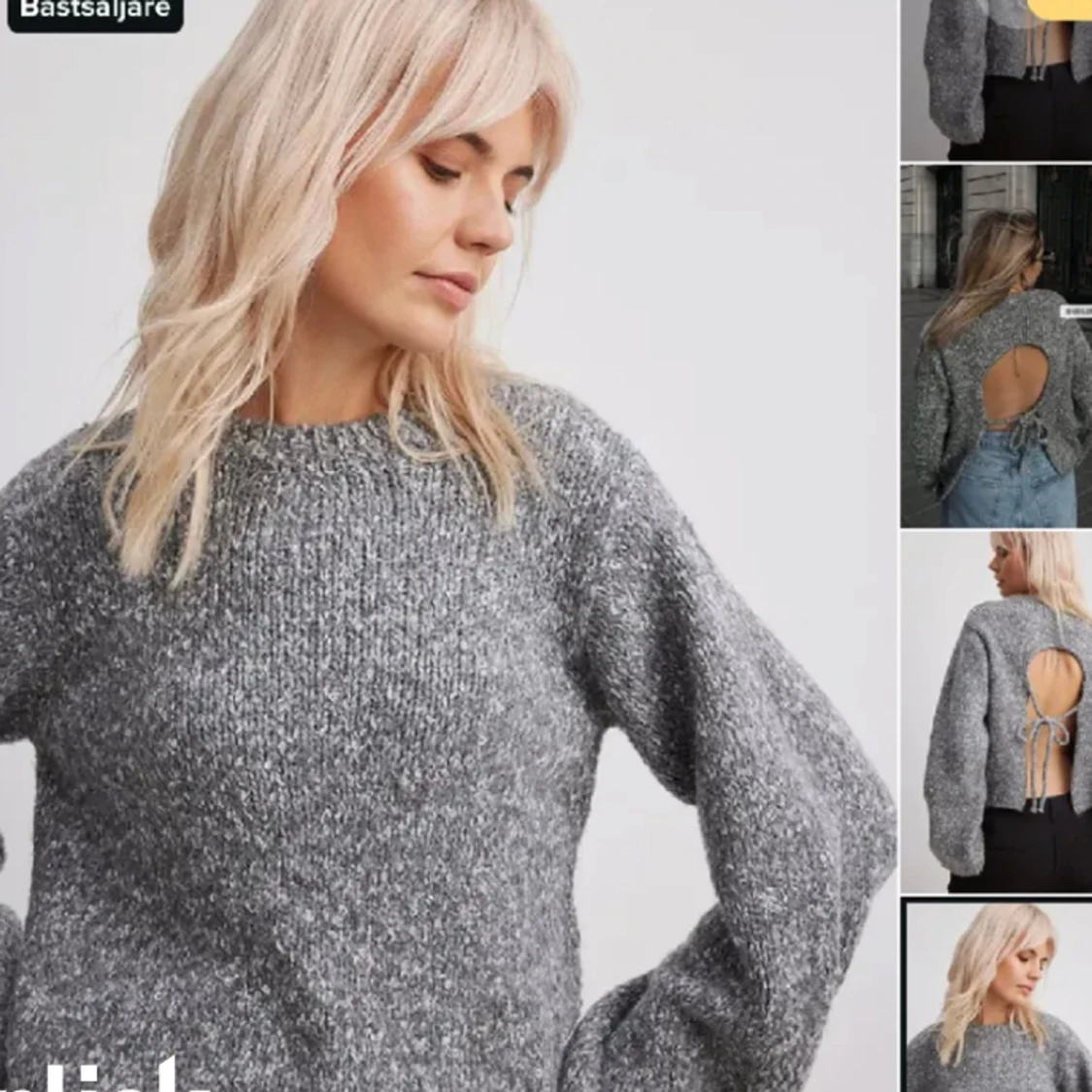 Stickad tröja med öppen rygg  - 90