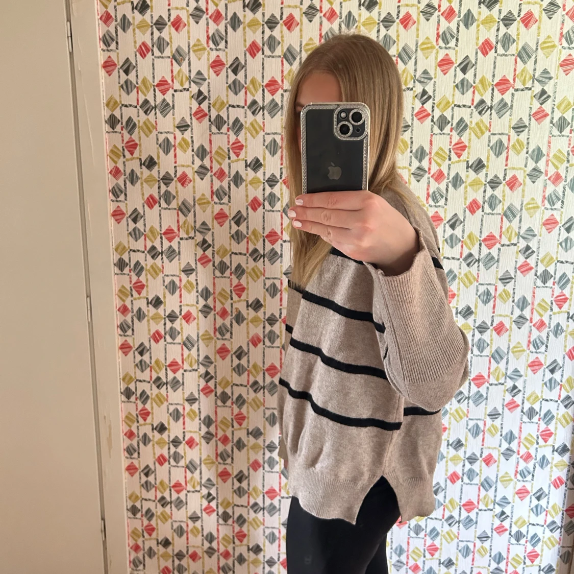 Randig stickad tröja - 90