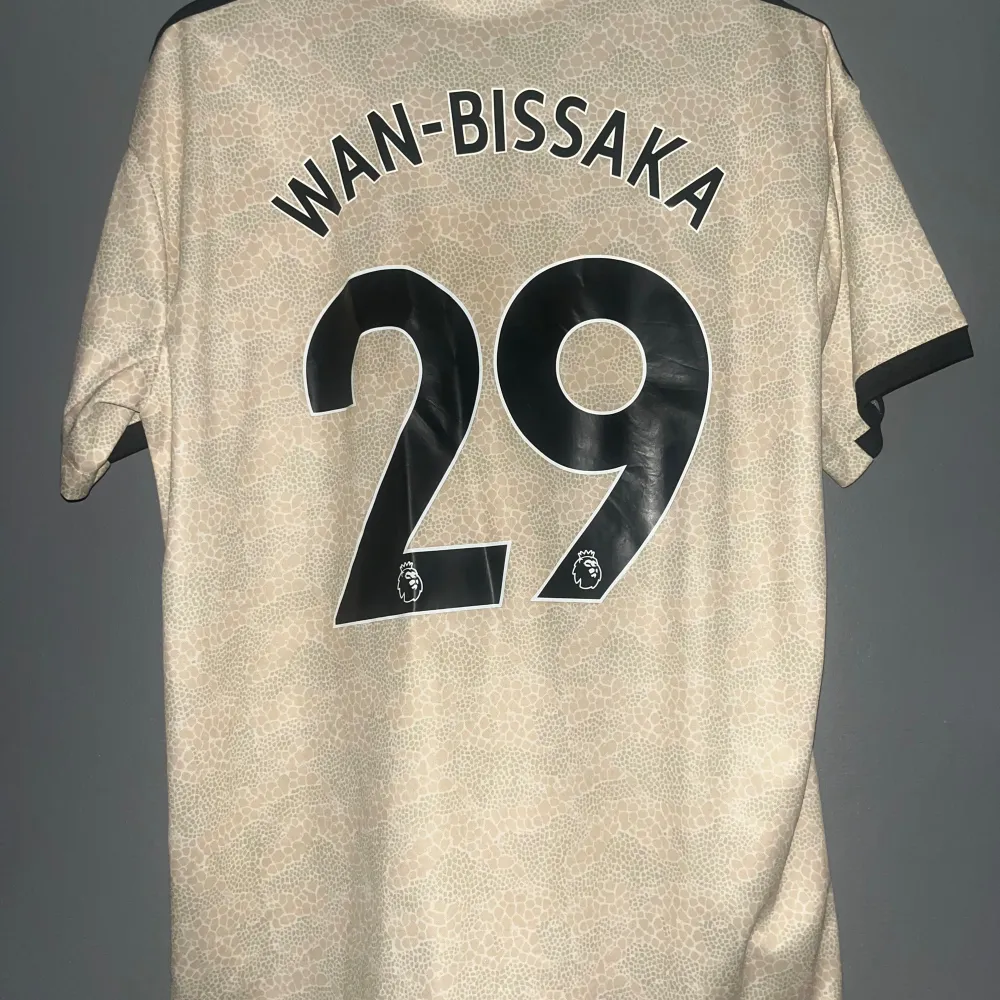 Säljer en fin Manchester United tröja med Wan-Bissaka på ryggen. Tröjan är i fint skick och är i storlek L. Priset är inte skrivet i STEN!. T-shirts.