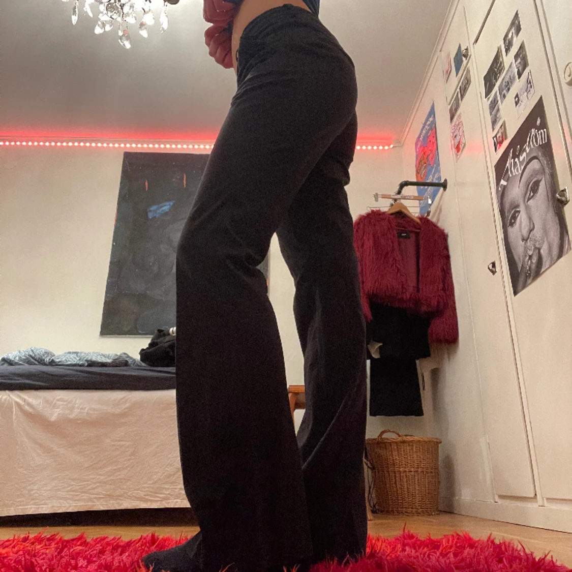 Lågmidjade vida kostymbyxor 