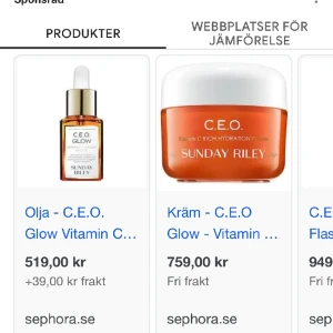 Hudvård/Skincare - C.E.O. Vitamin C + Tumeric Face Oil - Olja - C.E.O. Glow Advanced Vitamin C (THD Ascorbate)+ Tumeric Face Oil and Evening Primerose oil. Aldrig använd, gåva. Ordinariepris 519kr, jag säljer för hälften 259kr. 