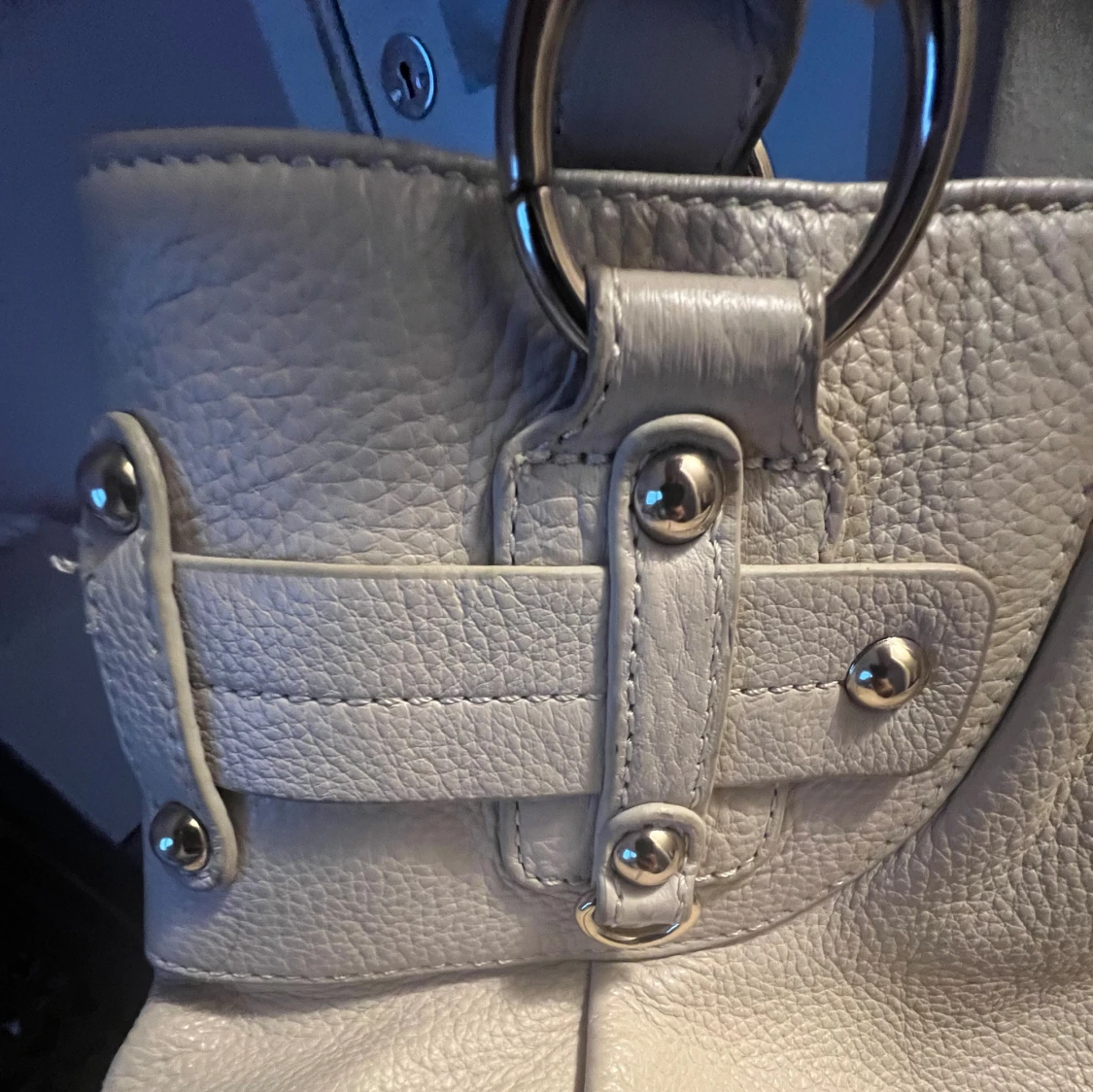 Vit vintage läder handväska  - 92