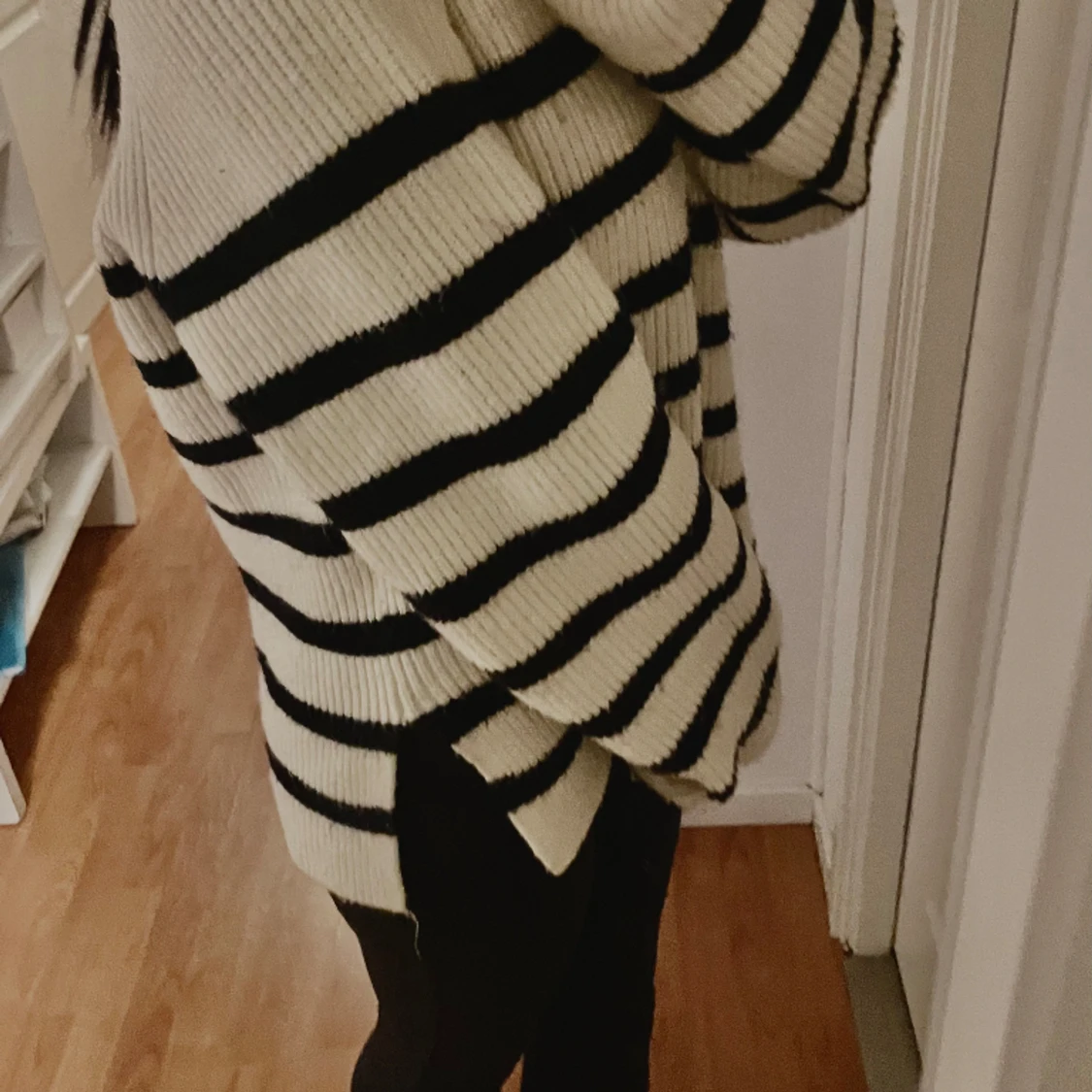 Stickad randig tröja med zip - 90