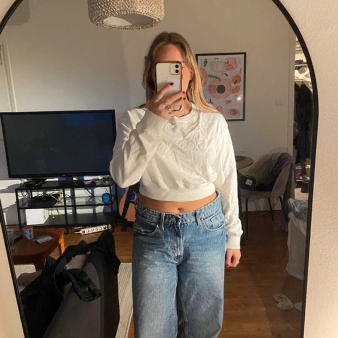 Vit långärmad tröja - 90