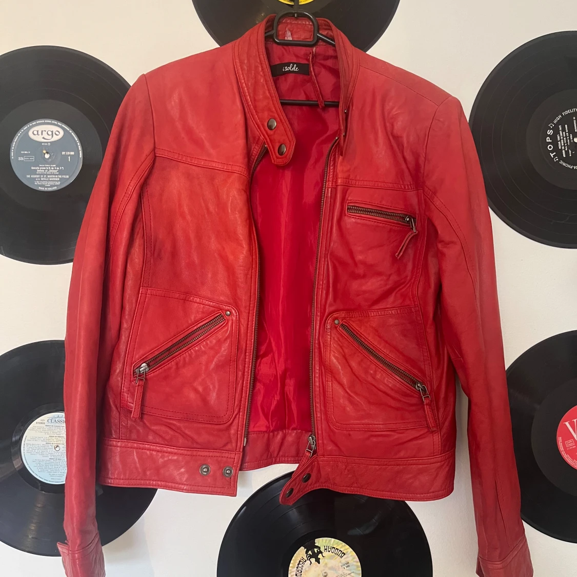 Röd skinnjacka - 90