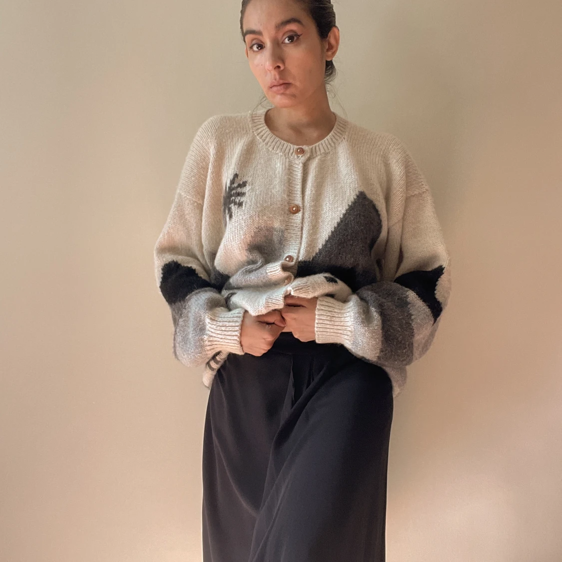 Vintage Armani Ruffle Trim Silk Skirt - 90