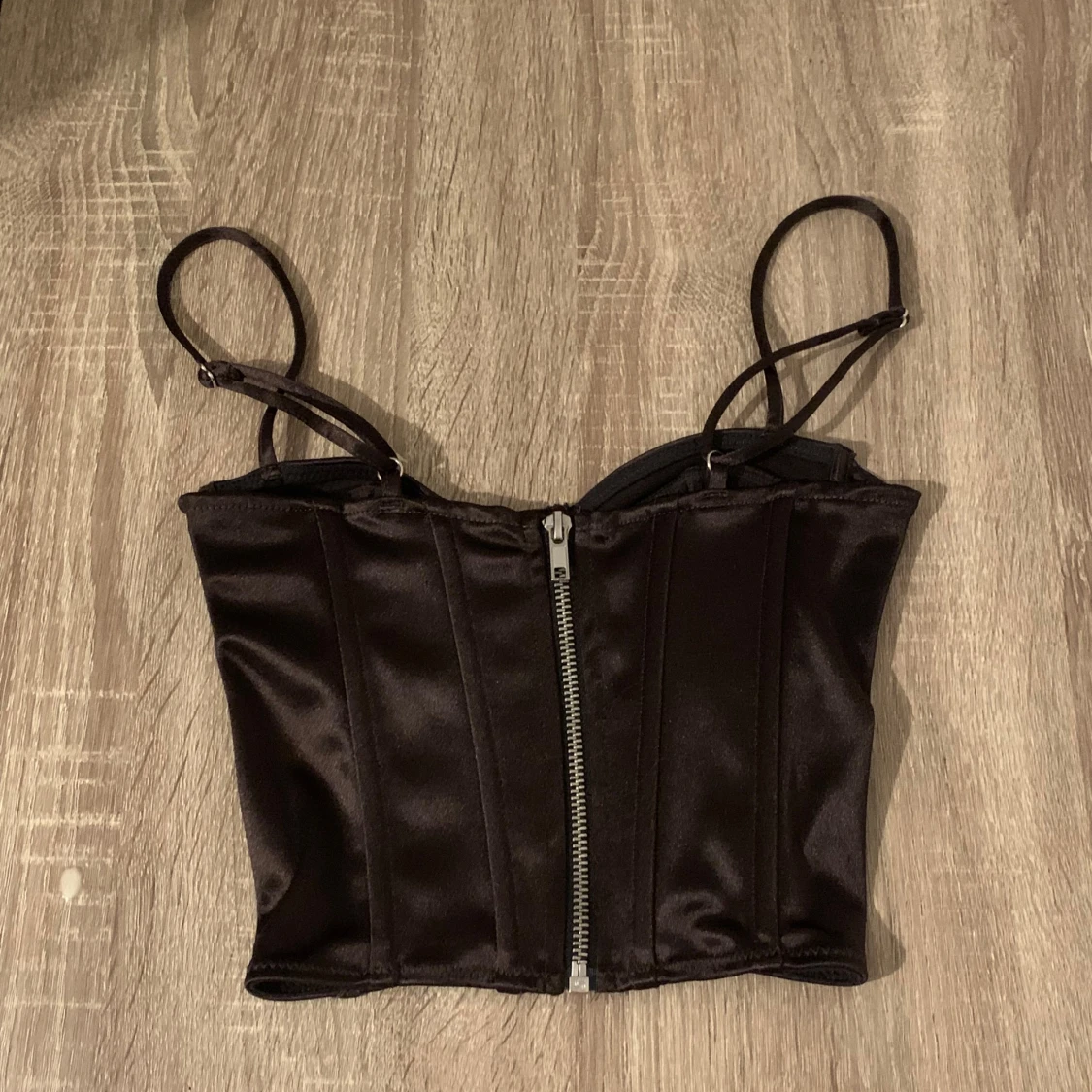 Mörkbrun korsett topp, storlek xs - 90