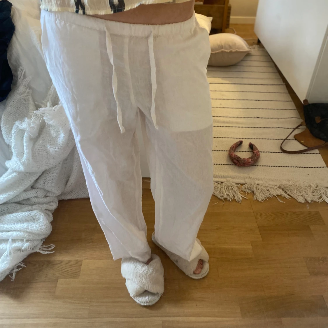 Lågmidjade linnebyxor  - 90
