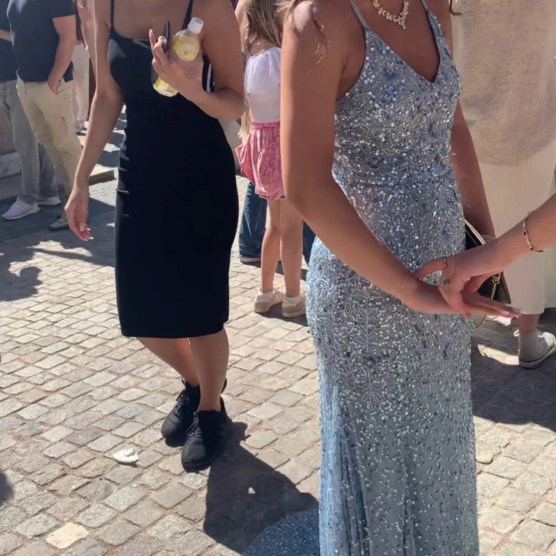 Ljusblå/silvrig balklänning - 90