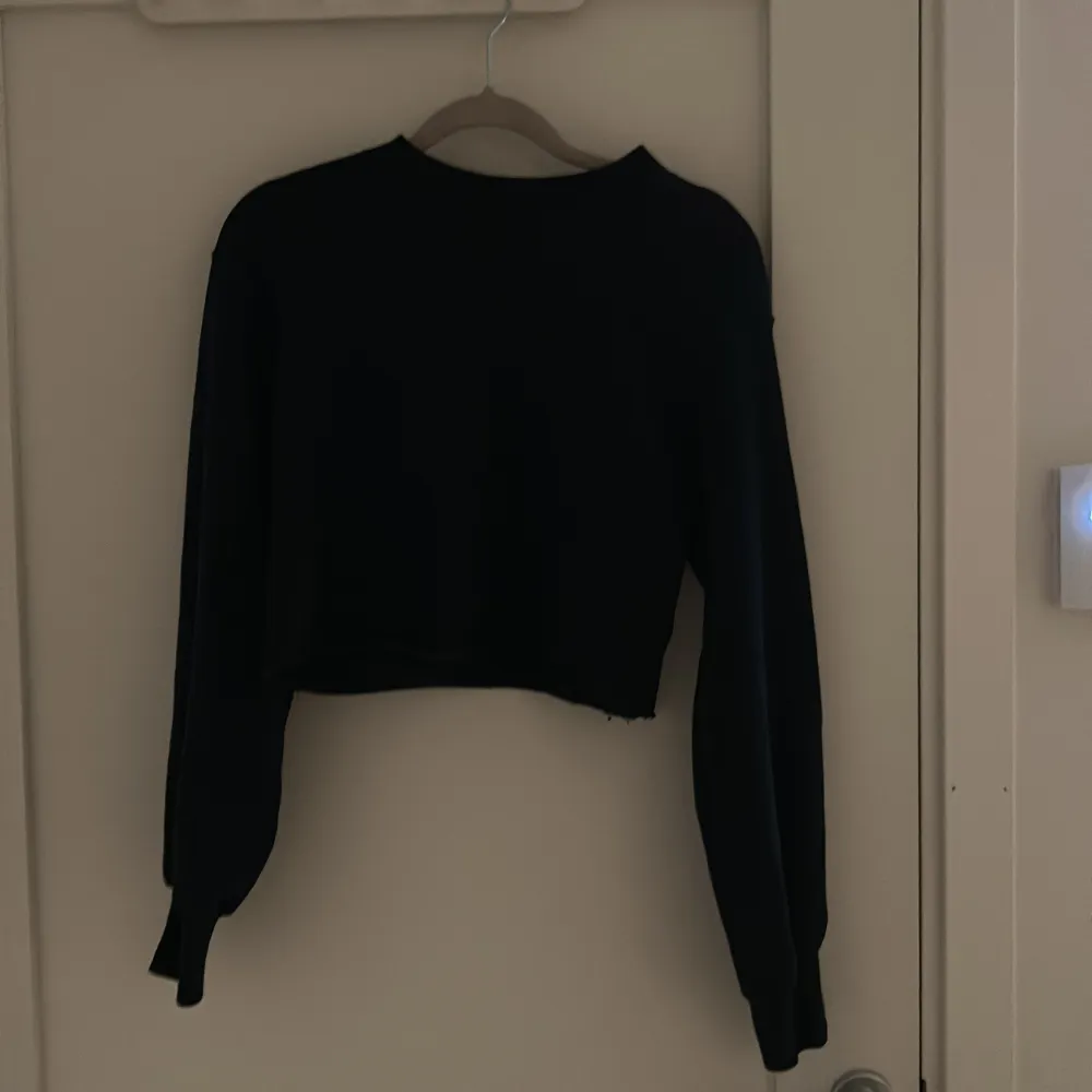 Croppad mörkblå tröja från H&M. Finns inga tecken på användning och pris kan diskuteras.💙. Tröjor & Koftor.