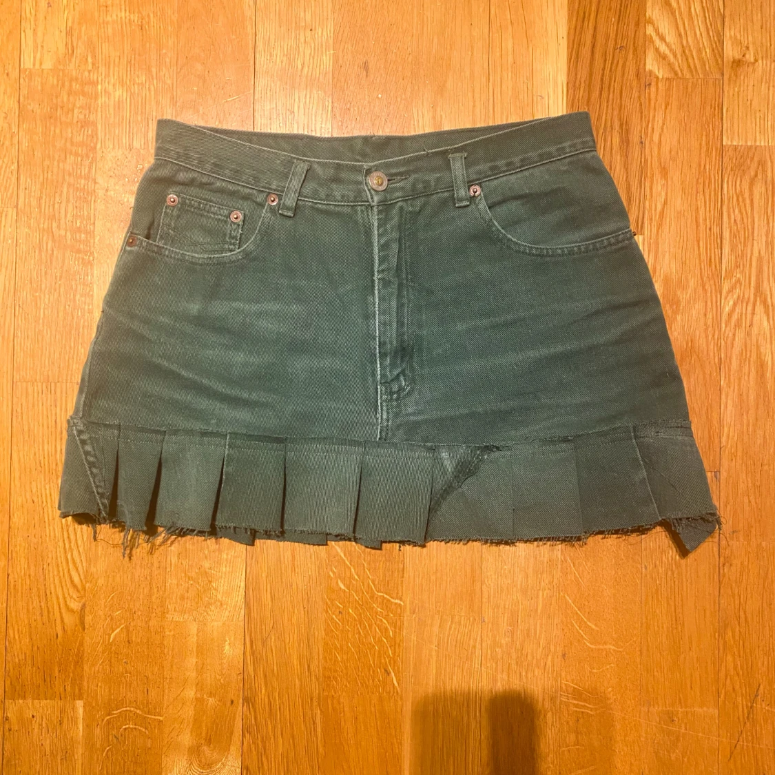 Jeanskjol egensydd grön - 90