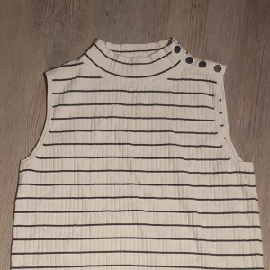 Randig turtle-neck med knappar - Köptes i USA för två år sen men har bara använt den en gång!! Knapparna fungerar så att man kan ändra storleken på halsen.