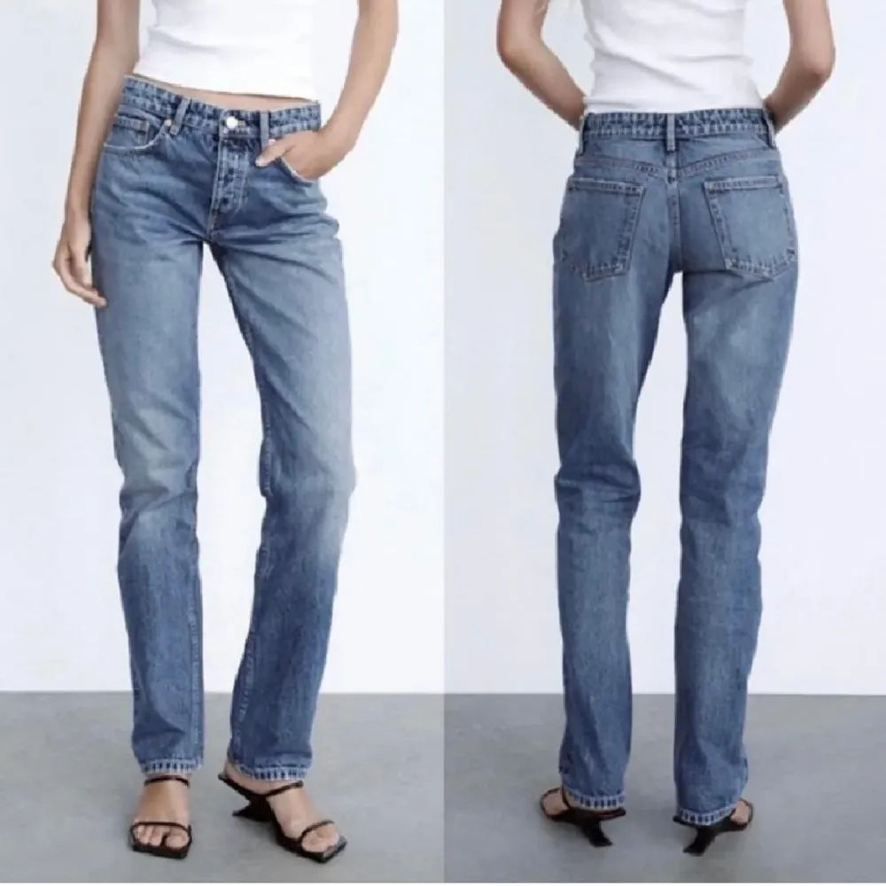 Mid rise jeans från Zara i storlek 38, säljer då de är för stora, toppenskick! Jag på bilden är 173 :). Jeans & Byxor.