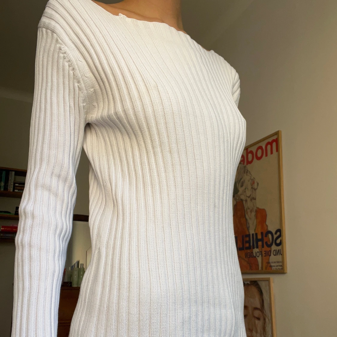 Vit långärmad  - 90