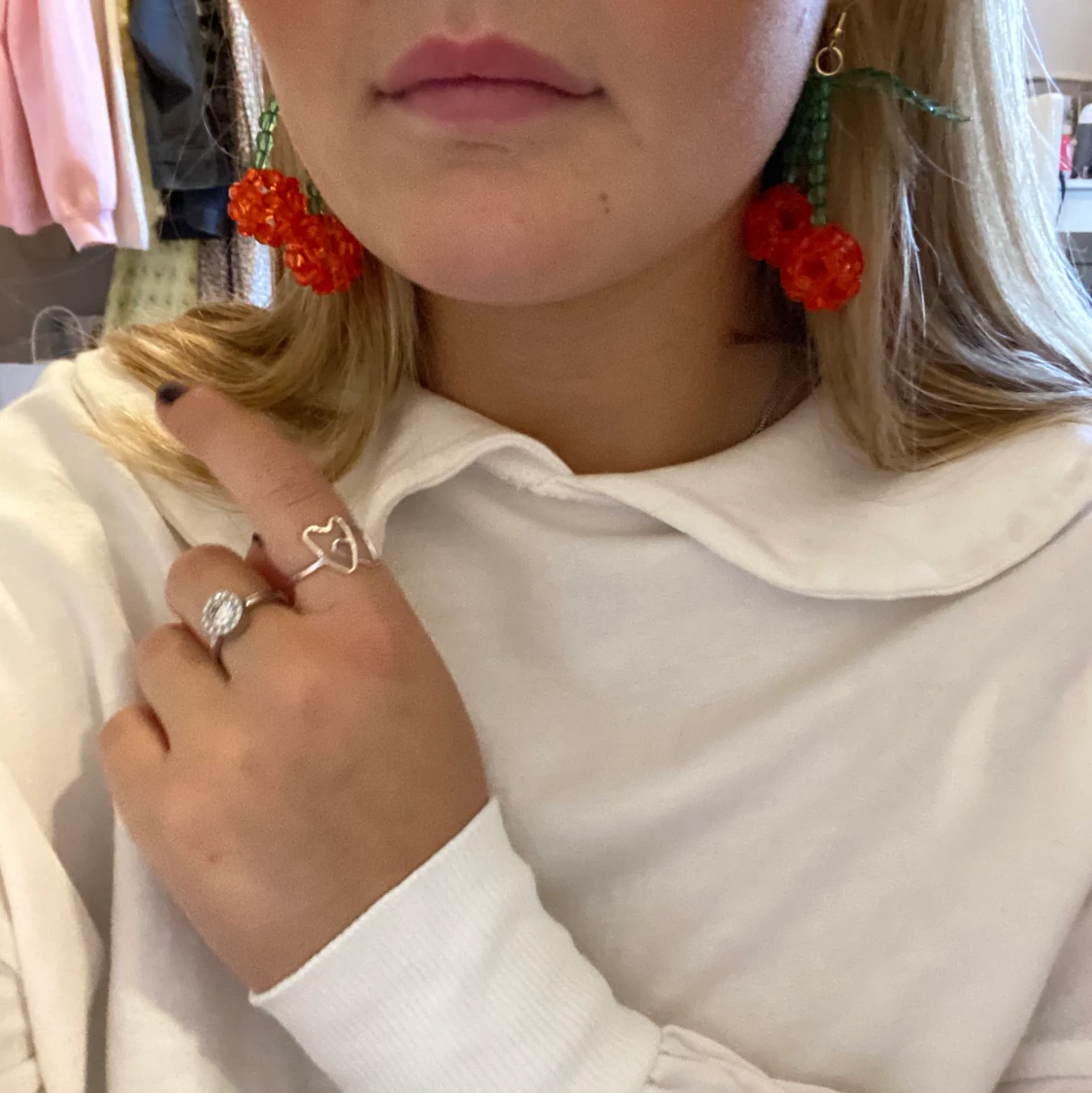 Vit tröja med stor krage - 90