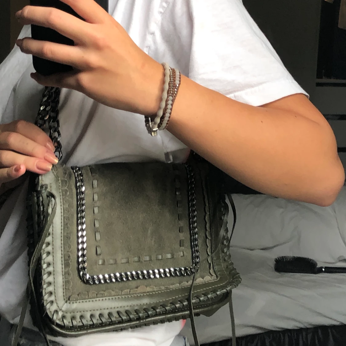 Zara mörkgrön axelväska/cross-body väska - 90