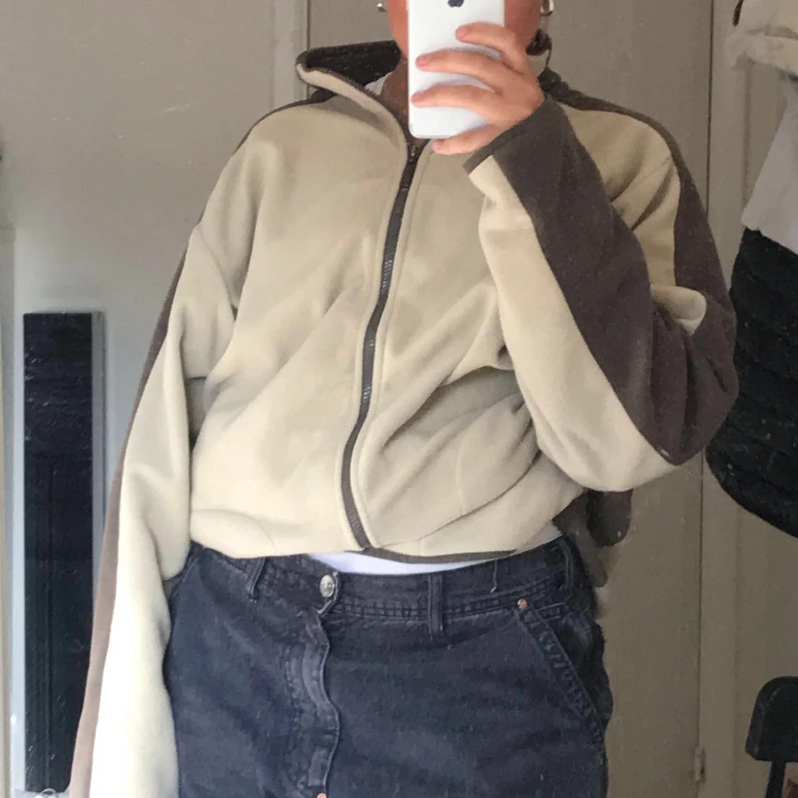 Beige fleecetröja - 90