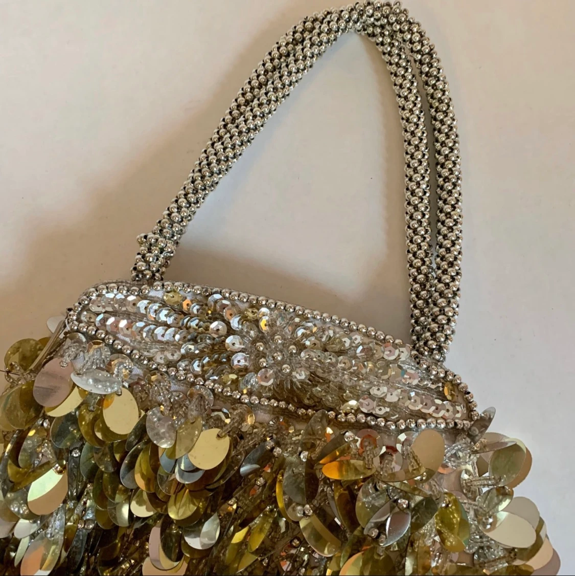 Vintage silver paljettväska - 91