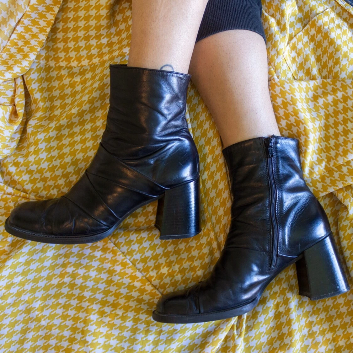 Retro ankelboots med squaretoe & klack