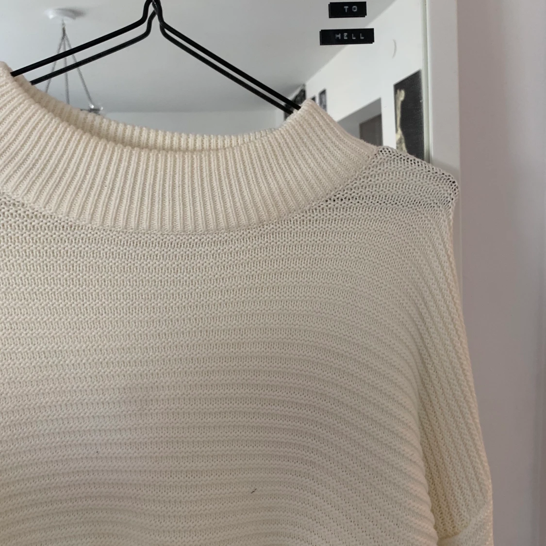 Vit stickad tröja  - 90
