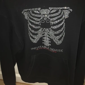 Ely kong Reckless Scholars Rhinestone Hoodie - Inevitable demise hoodie storlek L men passar en M  finns någon fläck men går att tvätta bort enkelt, flera rhinestones har lossnat men inget man ser på 1-2 meters avstånd. Ett av de första Reckless Scholars droppen så finns ganska få. Kom med bud om priset inte passar! 👍🏻