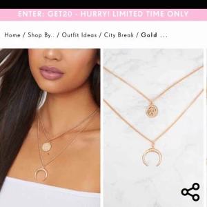  - Golden coin necklace från prettylittlethings med ett mynt och en måne på, aldrig använt