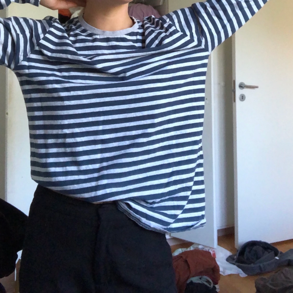 Rutig långärmad - 90