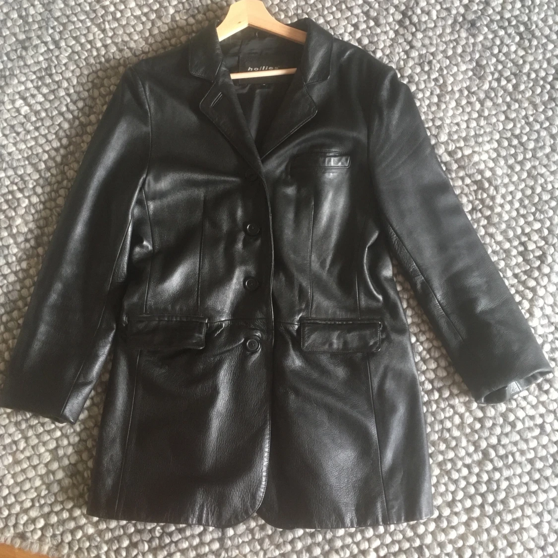 Jättefin 90-tals äkta läderkavaj i strl L - 91