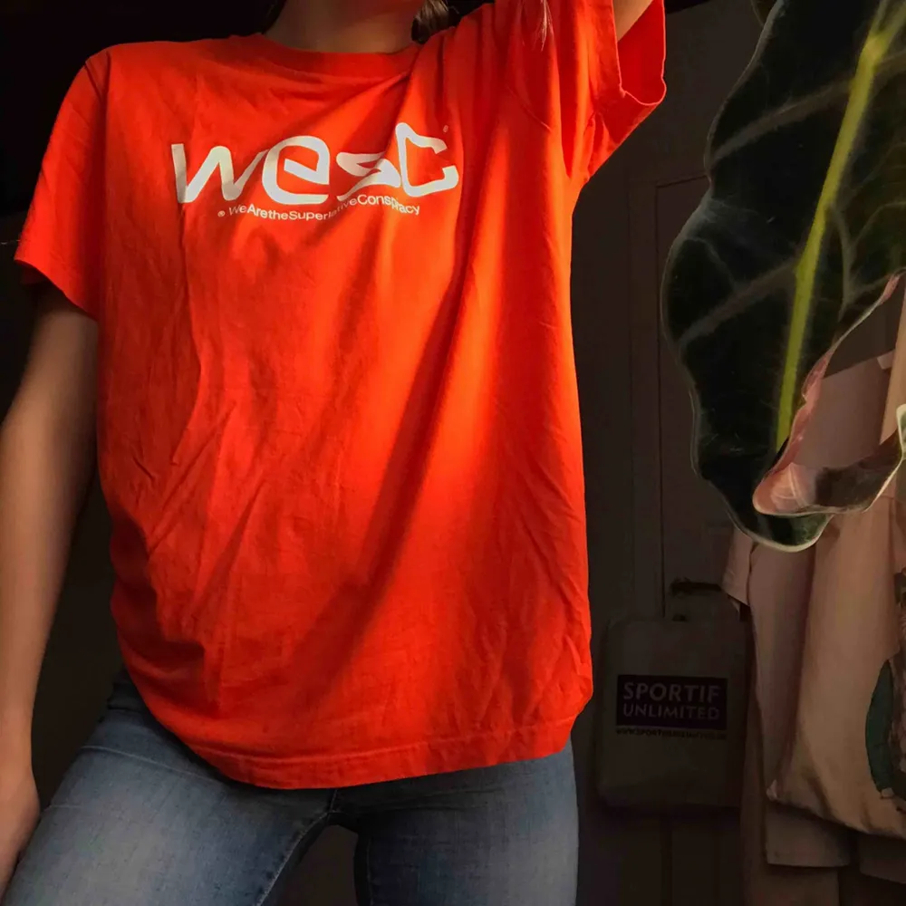 FRAKT INGÅR!🚚 Färgglad oversized t-shirt från WESC som kan lysa upp i höstmörkret. Knappt använd och i mycket fint skick. Superfin att knyta!!. T-shirts.