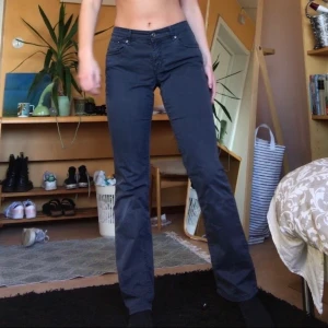 Så fina byxor! - Så snygga lågmidjade byxor i lite glansigt chinosmaterial! Färgen gör sig inte riktigt rättvisa på bild, något ljusare irl! Använda en gång! I strl 30 men passar mig perfekt som är 28 och 171 cm, skulle nog vara ännu snyggare något oversized på en 25-27! Midjemått: 82 cm, innerbenslängd 81 cm💓 FRI FRAKT :)