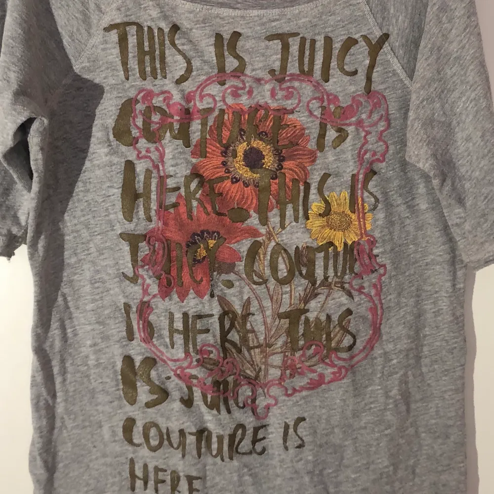Så snygg Juicy Couture t-shirt! Grå med tryck fram, i toppenskick💕💕 skickar fler bilder på förfrågan!. T-shirts.