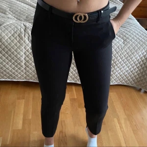 Svarta kostymbyxor - Svarta kostymbyxor från Zara Använda 1 gång, max 2 alltså nyskick Storlek 36 Vill du ha fler bilder kan det fixas Du betalar frakt själv Liten slits nere vid foten 