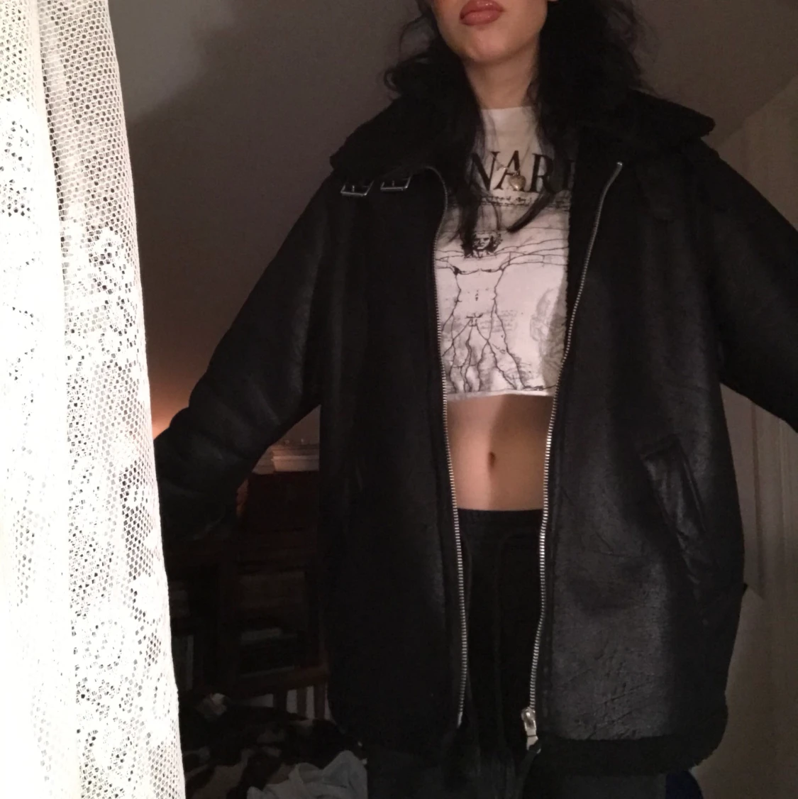 Svart mockaimitations jacka