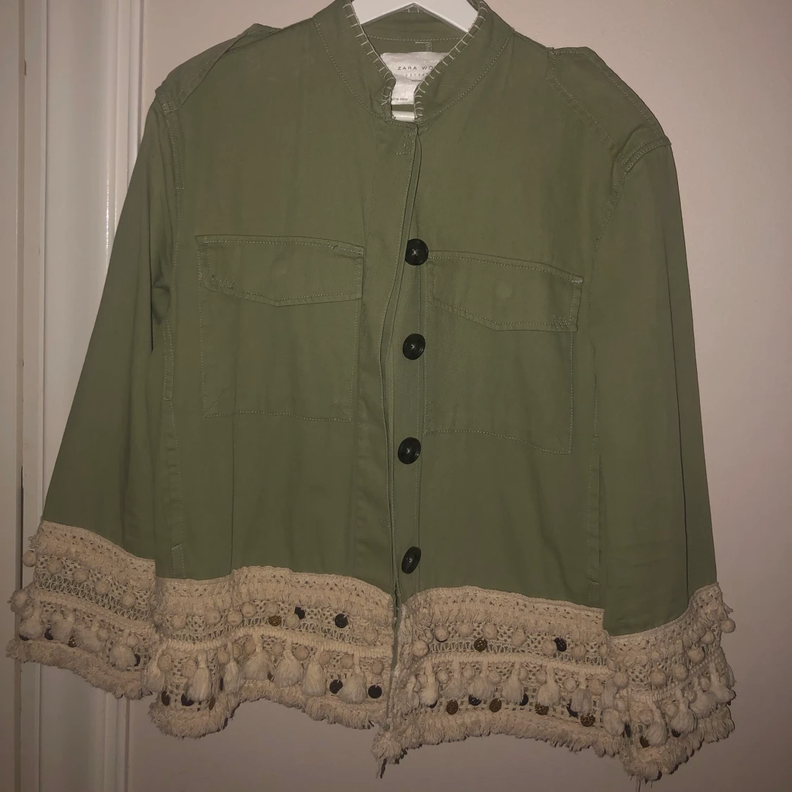 Zara green jacket with tassels