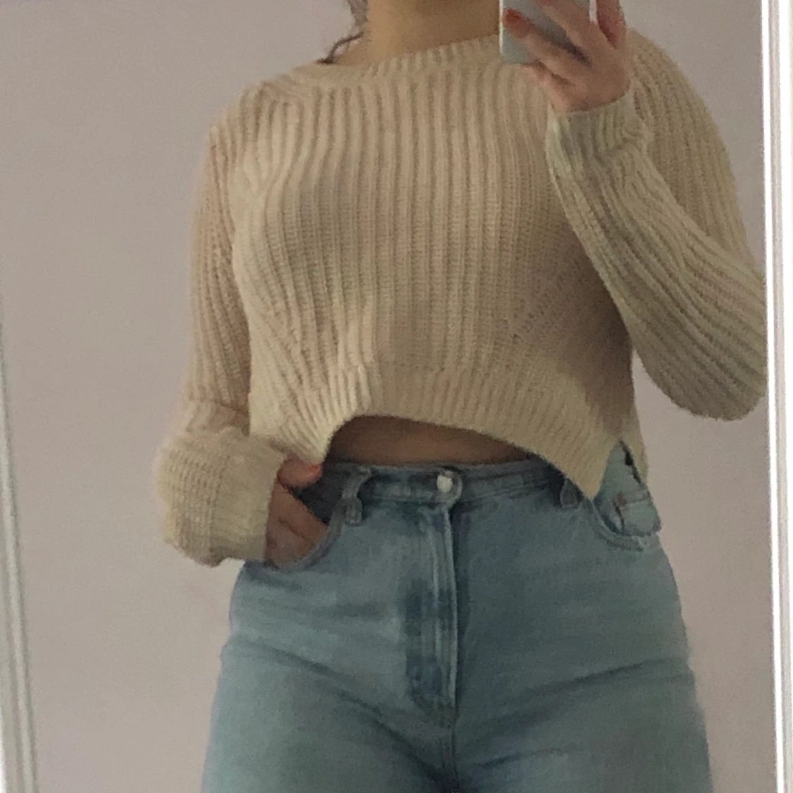 Croppad stickad tröja💕