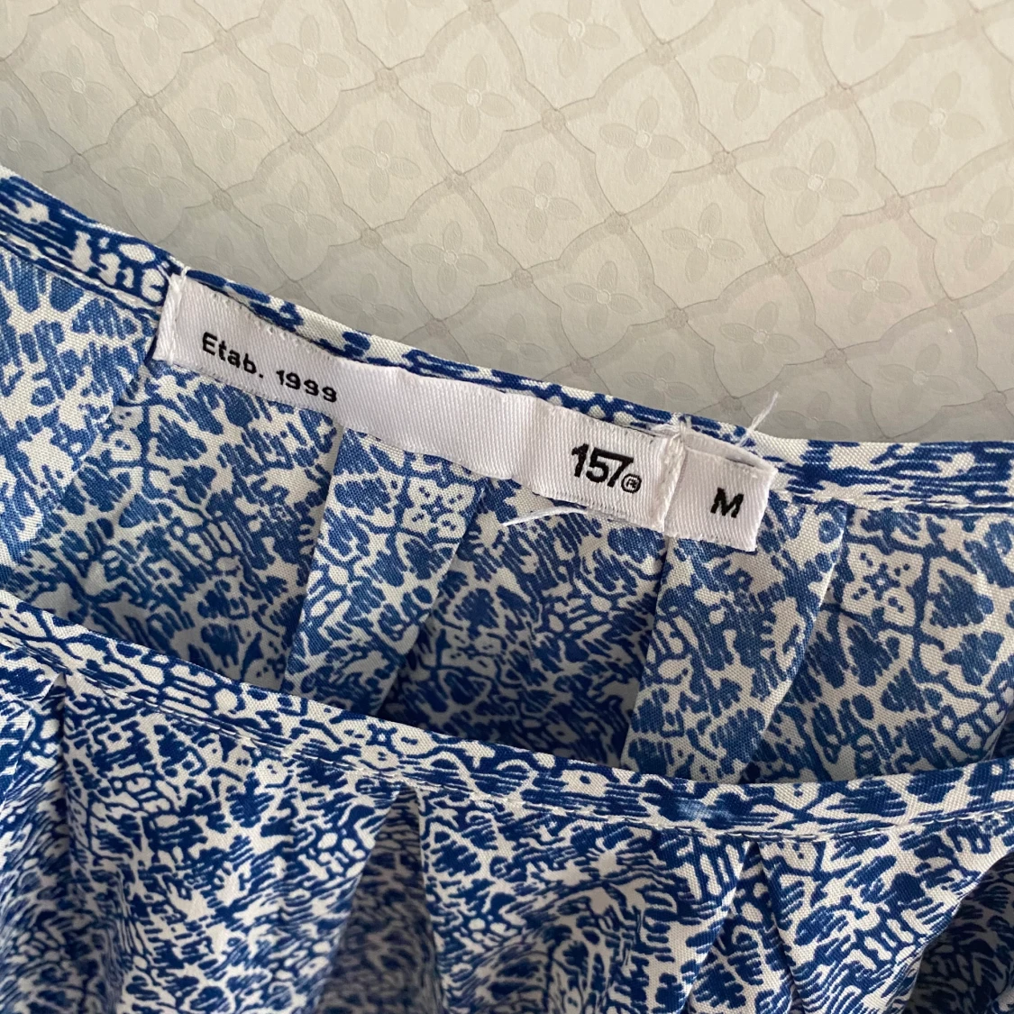 Blåvitt mönstrat linne - 91