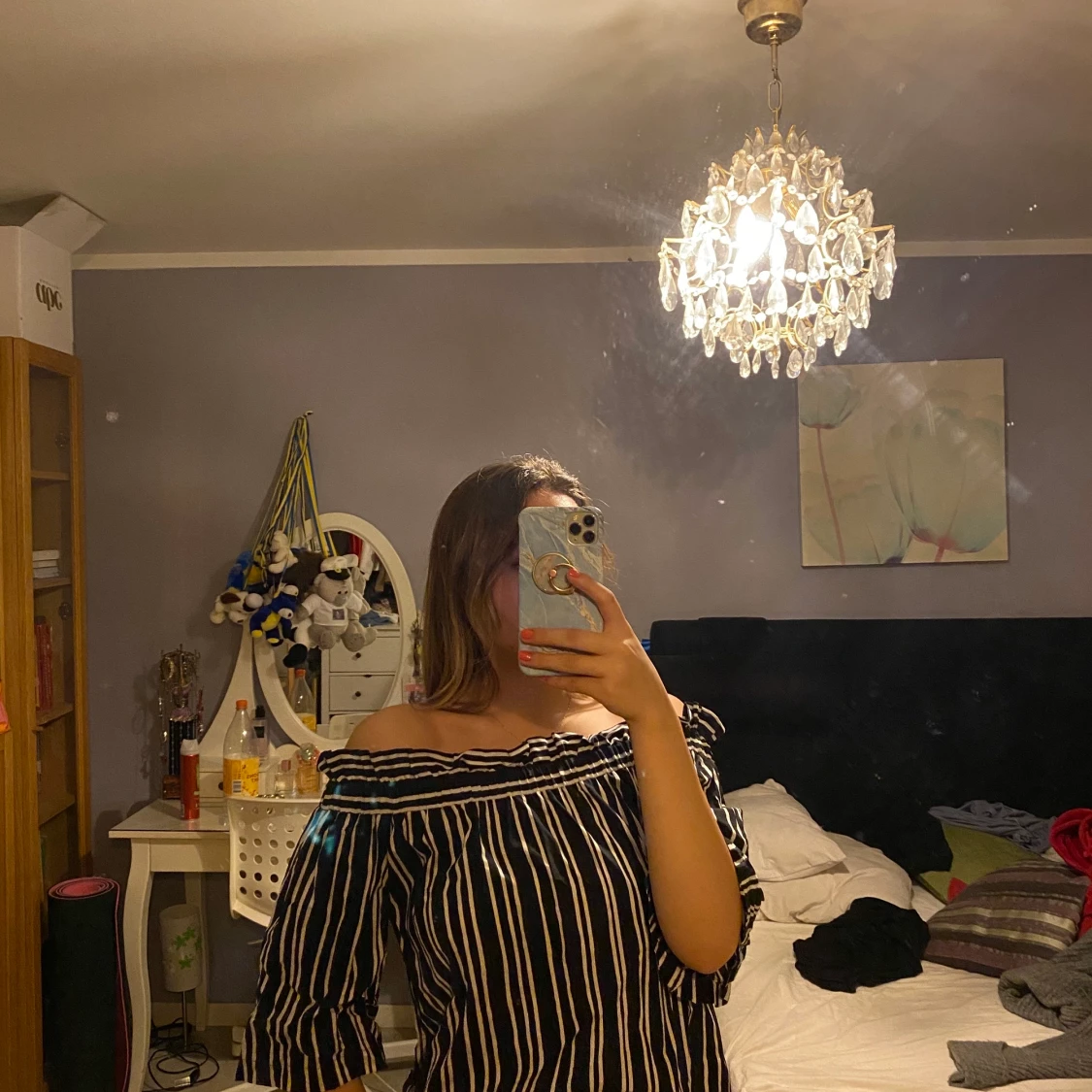 Randig blus -offshoulder  - 91