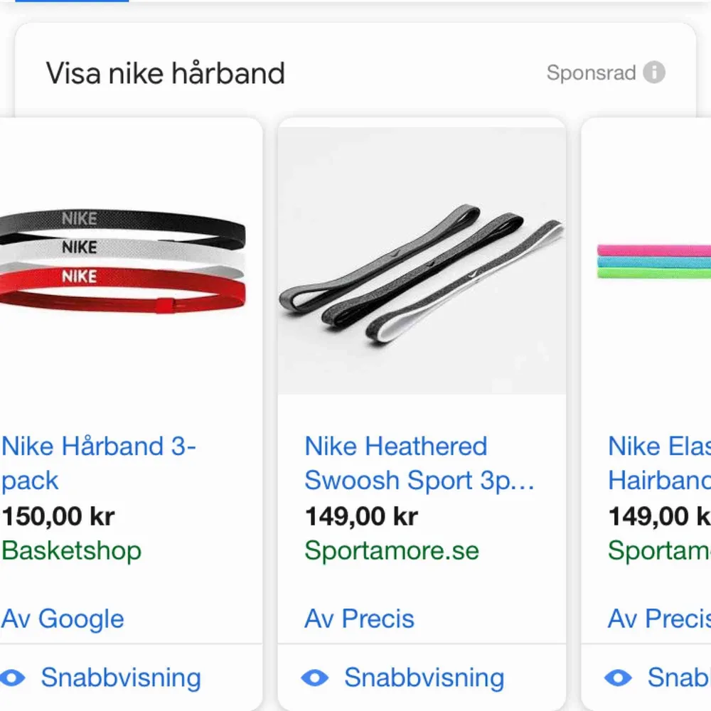 Fri frakt.  Tre oanvända Nike hårband. Grå, Svart och Rosa, alla för 40kr.  Vanligtvis kostar 3st hårband av Nike ca 150kr . Accessoarer.