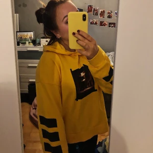 Hoodie från Linn Ahlborg x NA-KD - Säljer min gula hoodie från Linn Ahlborgs kollektion med NAKD då jag inte fått användning av den, använd cirka 2 ggr. Den är mer som den gula på första bilden, inte som andra. fint märke fram med luva och detaljer på armarna. Storlek S men även för XS om man vill ja lite oversized! Köpt för 400kr 