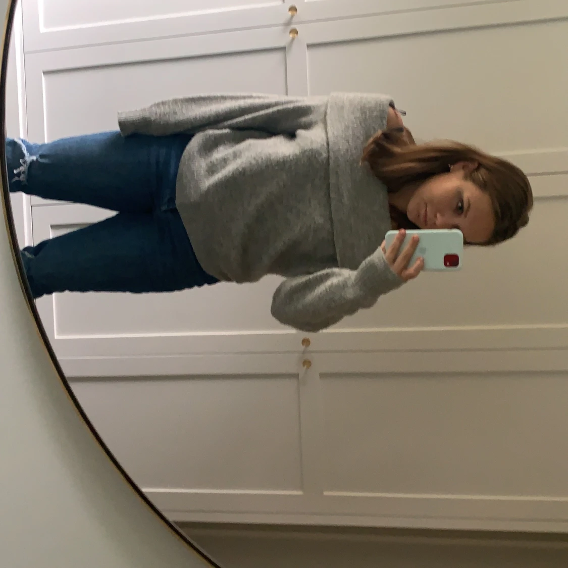 Stickad grå tröja  - 90