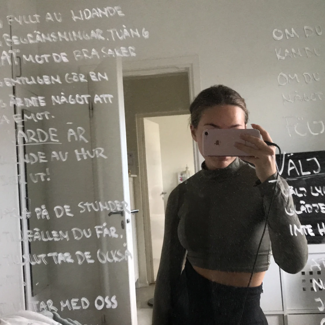 Militärgrön cropptop polo tröja - 91