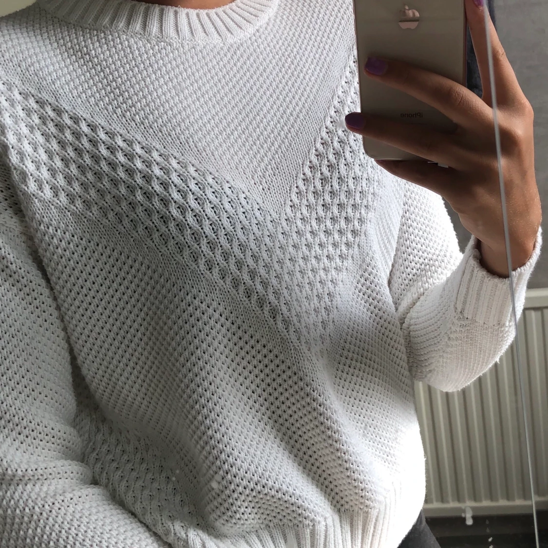 Vit stickad tröja  - 90
