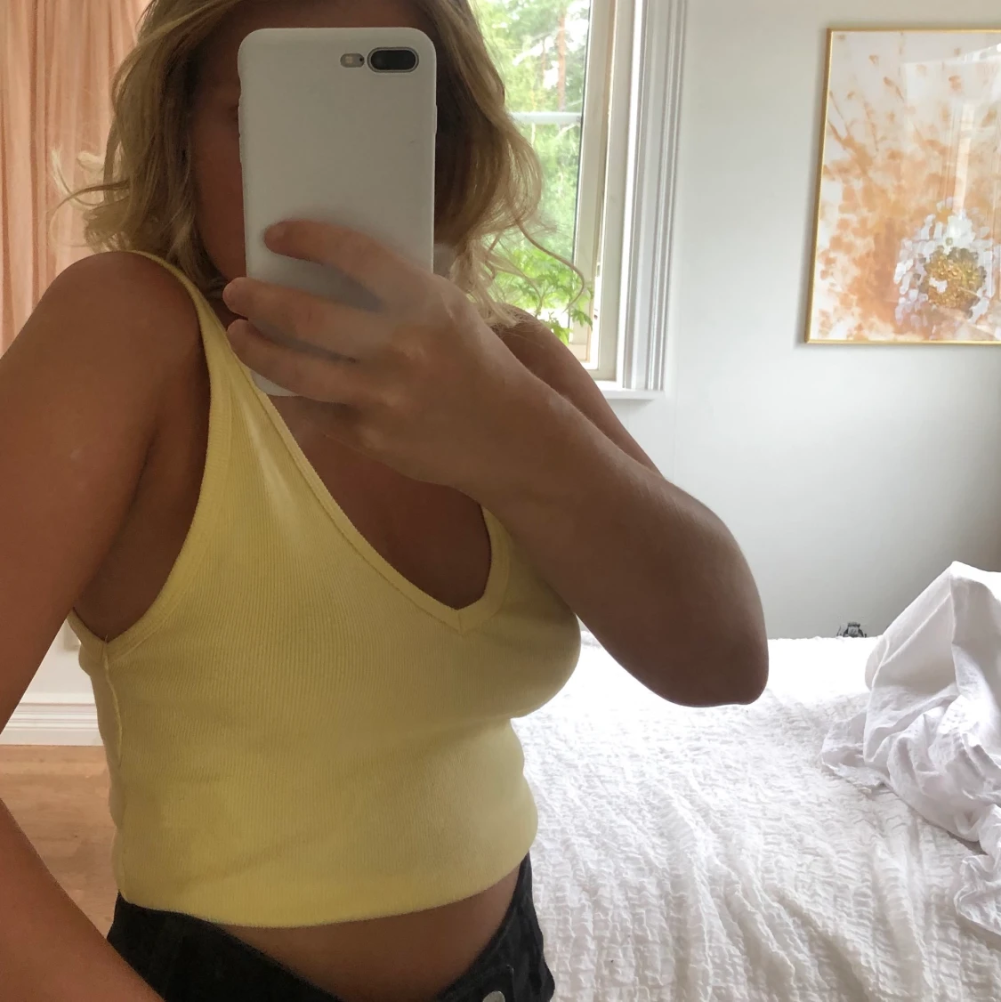 Gult Ribbat linne  - 90